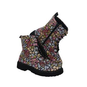 Sincerely Jules Womens Pre-owned Floral Combat Boots w/Zipper on Side - sz. 4